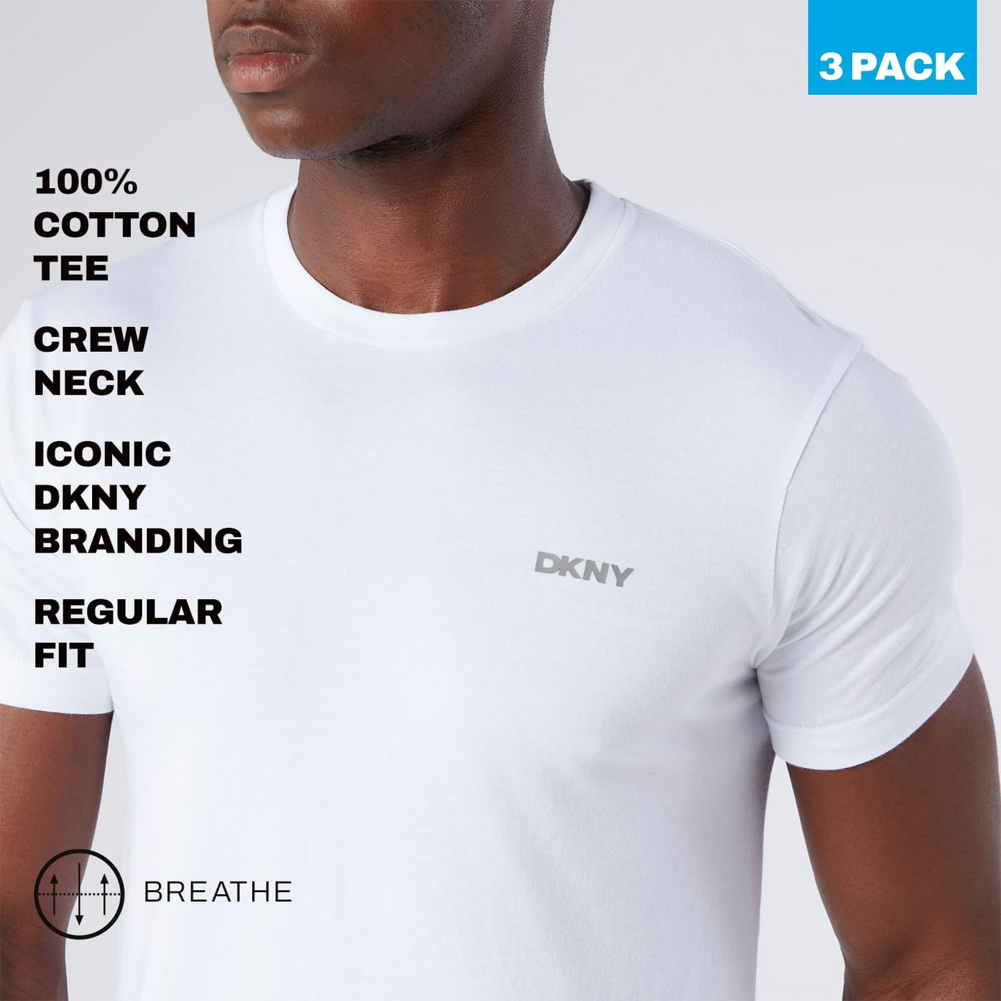 DKNY Men's Giants T-Shirt, Black/White/Grey, XL (Pack of 3)