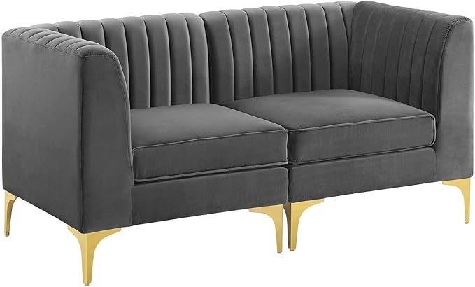 Modway EEI-4346-GRY Triumph Channel Tufted Performance Velvet Loveseat