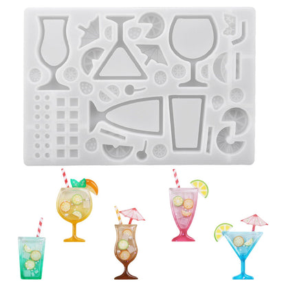 Gythara Summer Drink Theme Silicone Molds Beach Cocktail Fruit Ice Molds for DIY Party Ice Epoxy Resin Plaster Casting Soap Craft Making Decor
