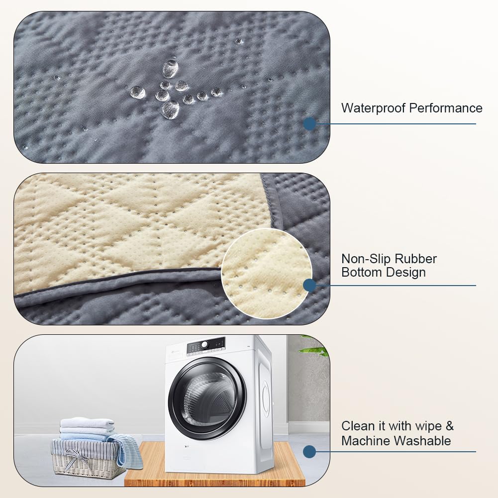 Taiyang 100% Waterproof Dog Sofa Cover, Waterproof Dog Blanket, Dog Bed Cover Protector, Pet Blanket, Furniture Protector for Kids, Dog, Cat, with Non-Slip Rubber Bottom (Grey, 132-208cm)