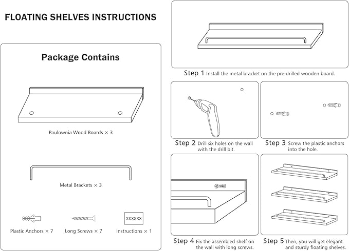 RYOFOBETTO Small Floating Shelf, 6X9 Inches Farmhouse Wall Shelves
