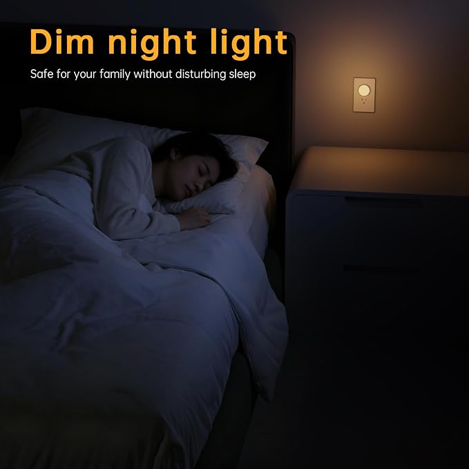 Night Lights Plug in12 Pack,Dim Night Light with 3CCT, Auto Dusk to Dawn Sensor, 3 Brightness Levels, Dimmable Night Light for Bedroom, Stairway, Toilet
