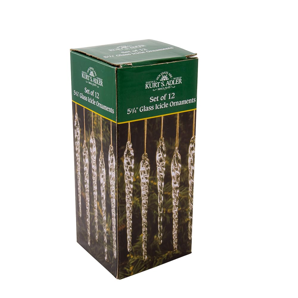Kurt Adler 5-1/4-Inch Glass Icicle Ornament 12-Piece Box Set