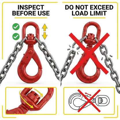 QWORK Grade 80 Forged Swivel Self-Locking Hook, 7100Lb – Heavy Load Chain Connector for Hoisting, Rigging & Lifting