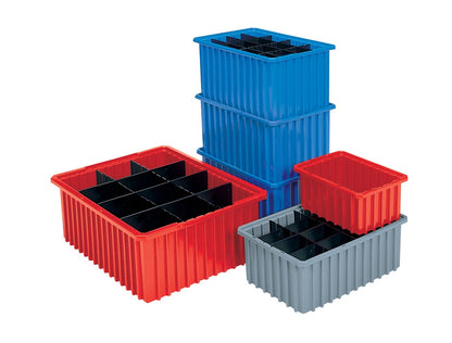 Akro-Mils 33168 Akro-Grid Plastic Slotted Dividable Modu Box Stackable Grid Storage Tote Container, (16-1/2-Inch L x 10-7/8-Inch W x 8-Inch H), (6 Pack), Red