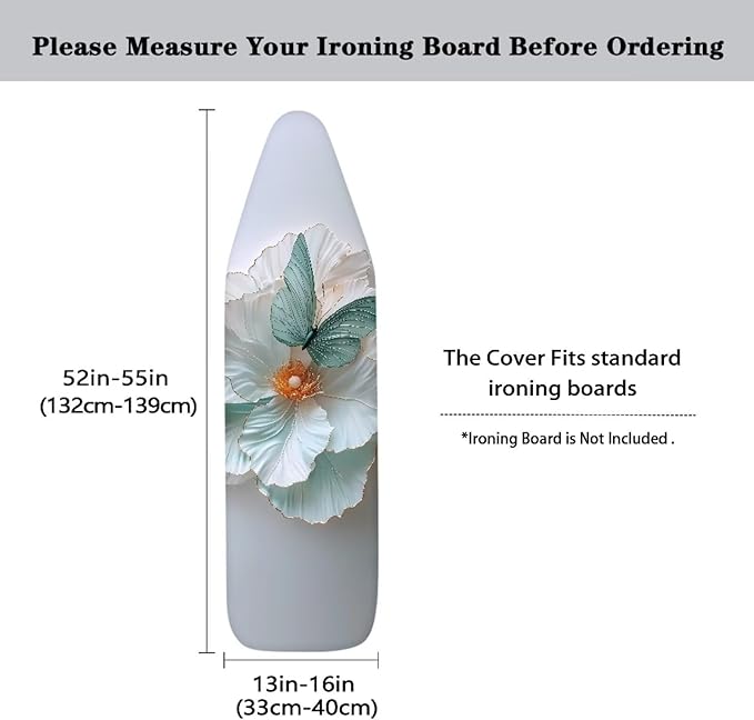Butterfly Flower Easy Installation 15x54 Ironing Board Cover, Modern Aesthetic