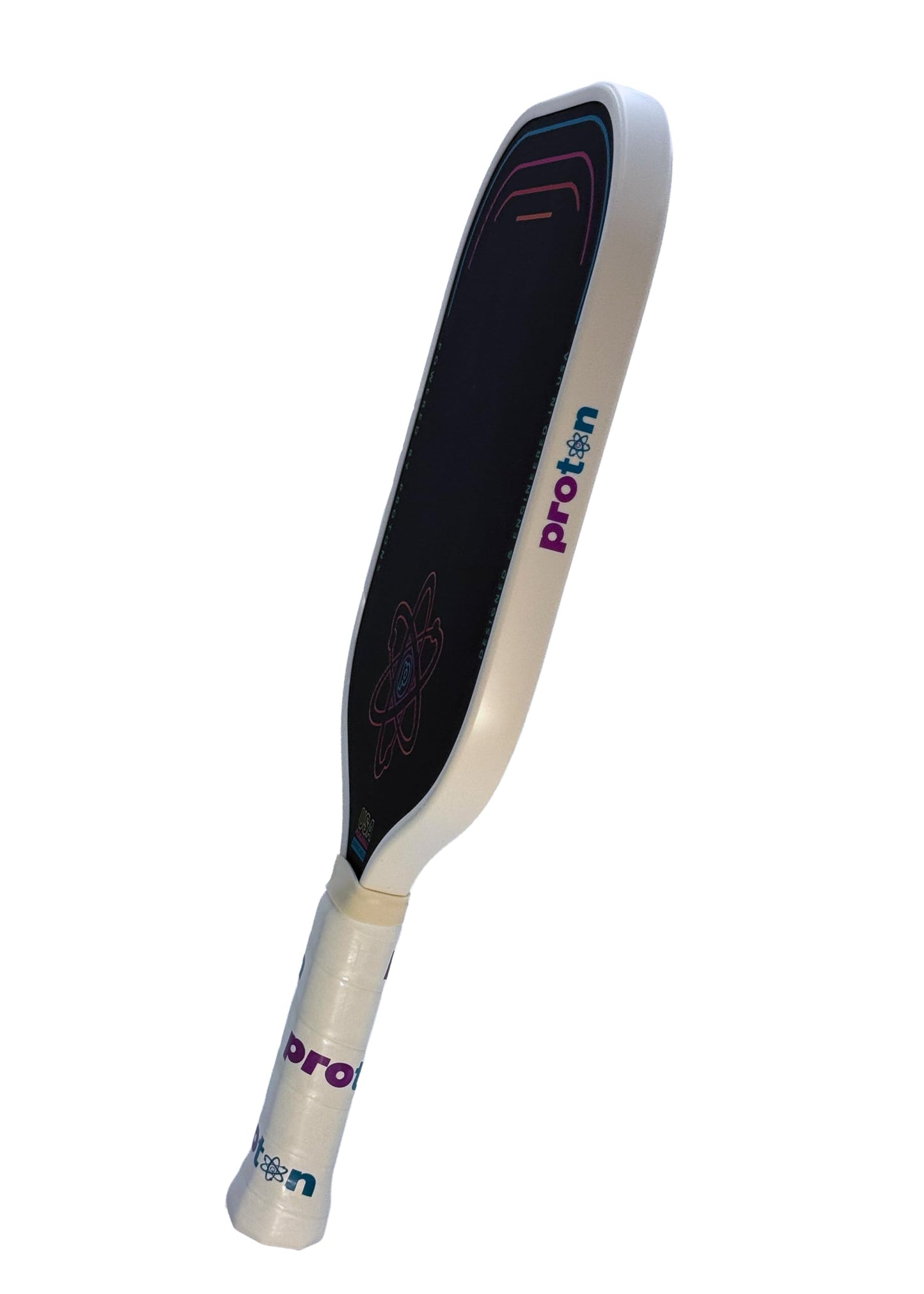 Proton Series Three Raw Carbon Pickleball Paddle - Elongated 16.5" Length, 15mm Honeycomb Core, 8.2oz Lightweight for Spin, Control & Power (Cream)