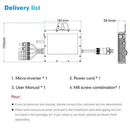 Solar Grid Tie Micro Inverter 800W, SMI800W 120V AC Grid-Tied Output with WiFi Smart App Tracking, 96% Efficiency Pure Sine Wave Inverter for Family Residence, Home & Small Business Energy Saving