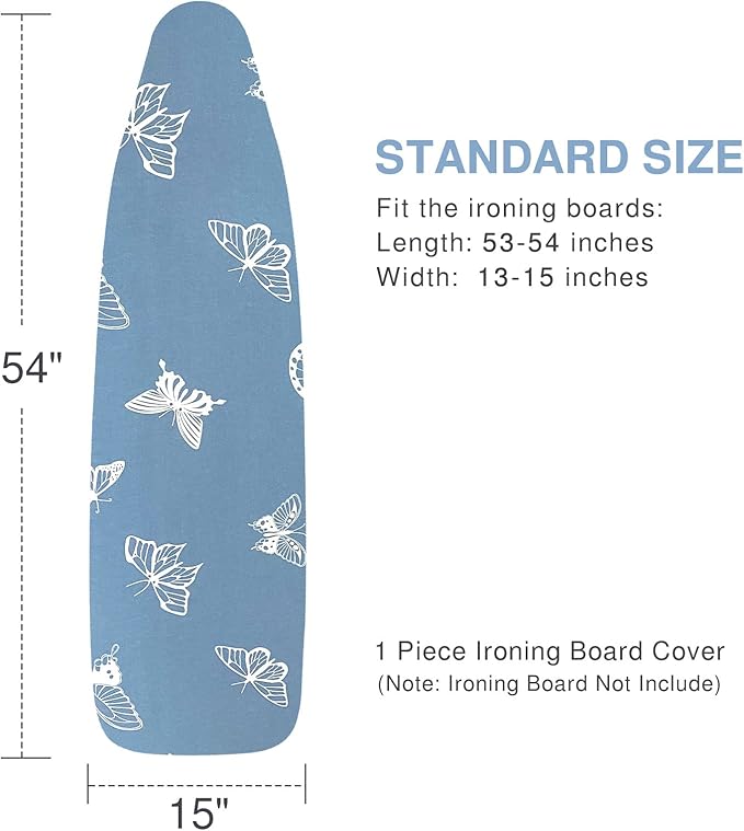 Ironing Board Cover and Pad, Standard Size 15x54, Thick Padding, Elastic Edge