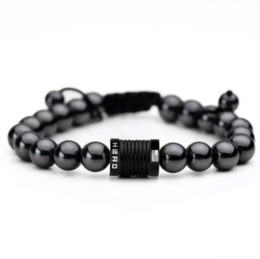 iHeartDogs Hero Company Magnetic Hematite Titanium Beads Bracelet - Magnetic Therapy Bracelet for Men and Women