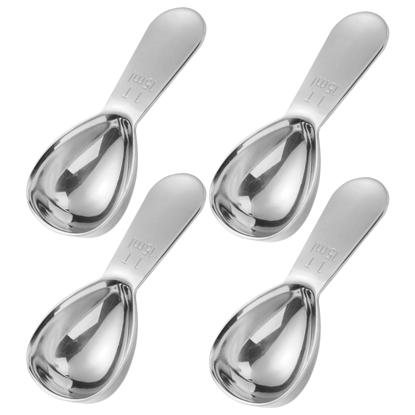 Houlishu 4 Pack 15ml (1 Tablespoon) 304 Stainless Steel Coffee Scoop, Short Handle Measuring Spoon for Ground Coffee/Beans, Fits in Canisters (4)