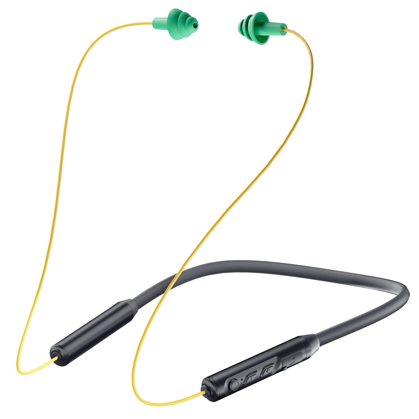 MIPEACE Bluetooth Earplug Headphones, Neckband Wireless Earbuds earplugs-29db Noise Reduction isolating in-Ear earplug Earphones and Controls,IPX5 sweatproof,19+Hour Battery(Yellow & Green)