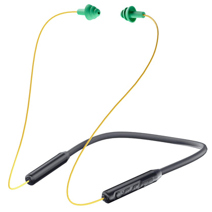 MIPEACE Bluetooth Earplug Headphones, Neckband Wireless Earbuds earplugs-29db Noise Reduction isolating in-Ear earplug Earphones and Controls,IPX5 sweatproof,19+Hour Battery(Yellow & Green)