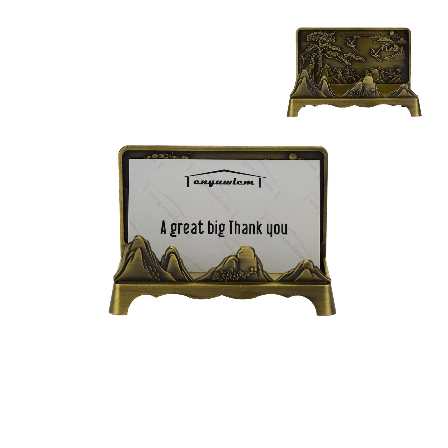 enyuwlcm Metal Desktop Card Holder for Desk Decorative Business Card Display Stand for Office Suitable for Men Women 1 Pack (Bronze)