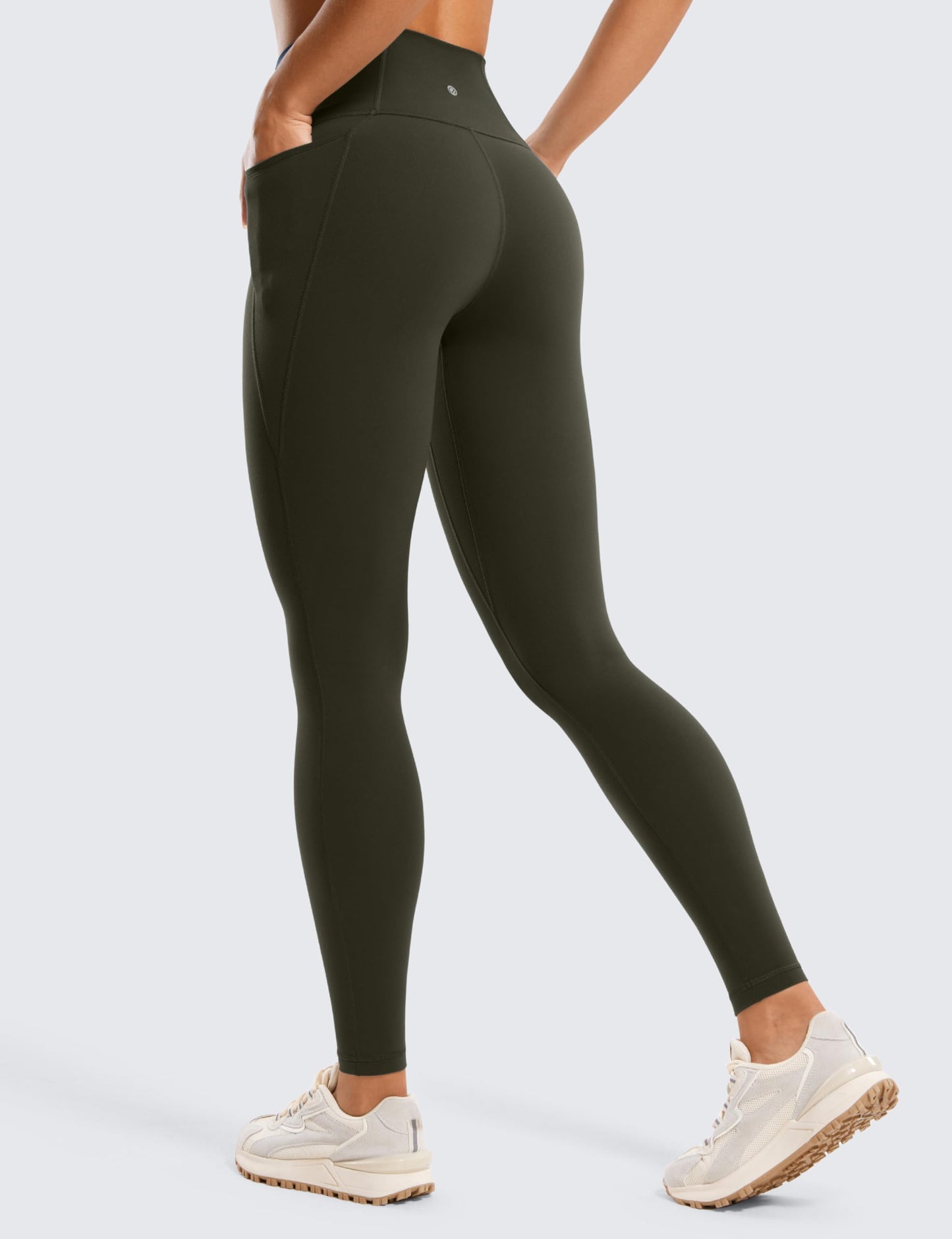 CRZ YOGA Womens Butterluxe Workout Leggings 28 Inches - High Waisted Gym Yoga Pants with Pockets Running Buttery Soft