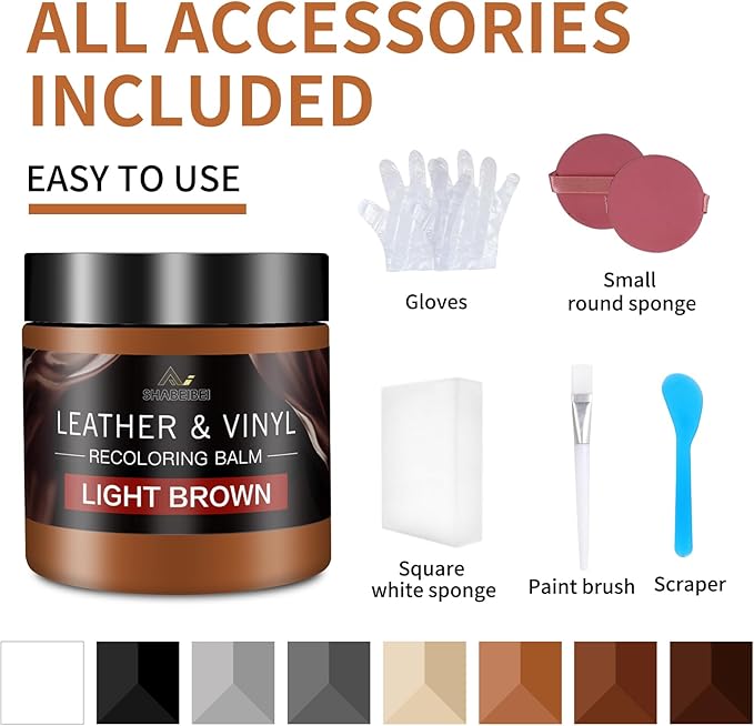 Leather Recoloring Balm with 100ml Mink Oil, Light Brown Leather Repair Kit and