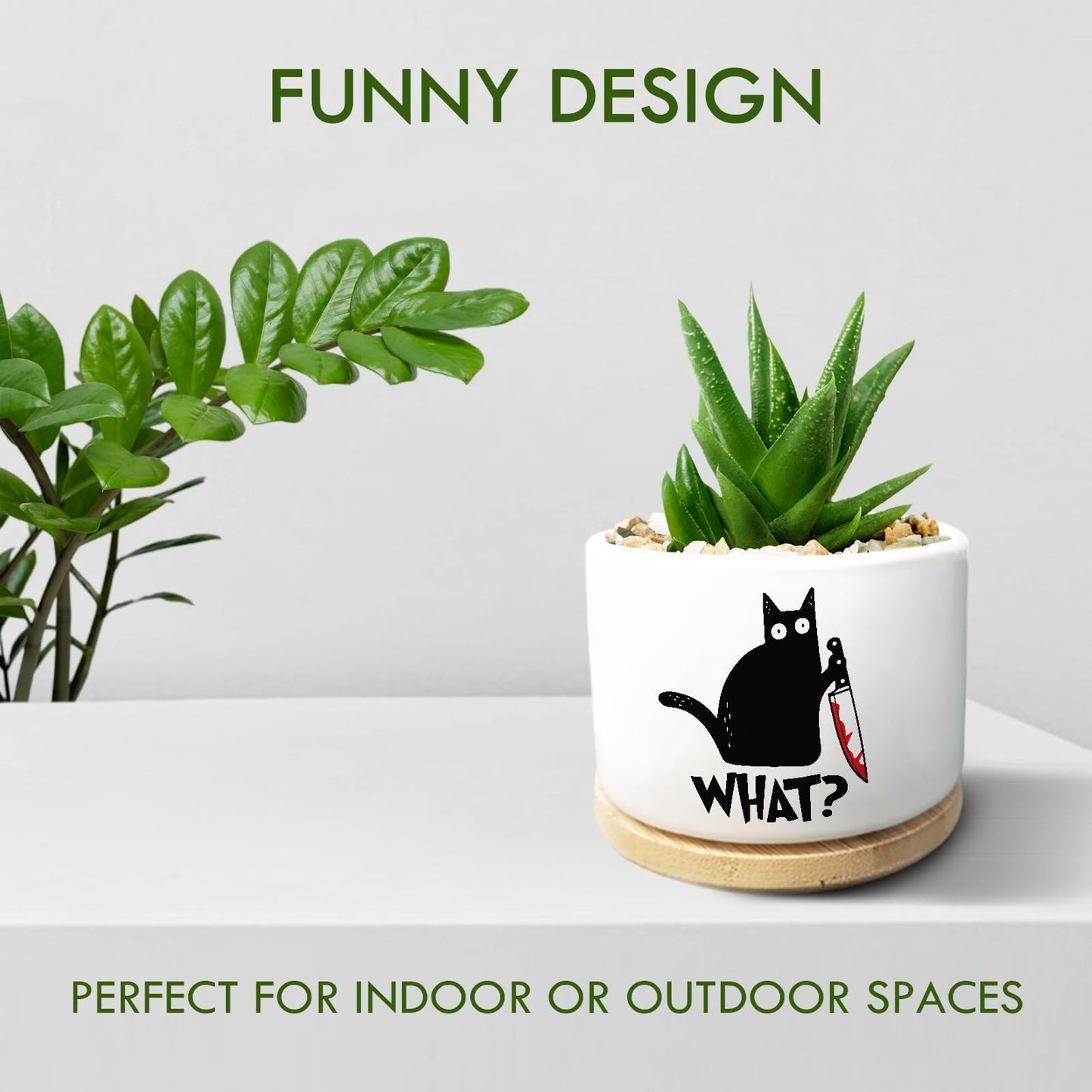 Jutasty Funny Black Cat Plant Pot for Succulent, Cactus Flower Planter for Indoor Plants, Unique Succulents Pots with Drainage, Cats Owner Gifts, Home Desk Decor Planter Gift for Cat Lover (No Plants)