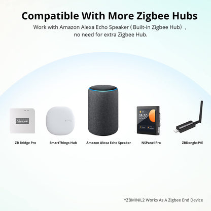 SONOFF Zigbee Smart Light Switch, No Neutral, Hub Required, 2-Way Interruptor Inteligente, Voice Control with Alexa, Google Home and SmartThings, ZBMINIL2 2 Pack