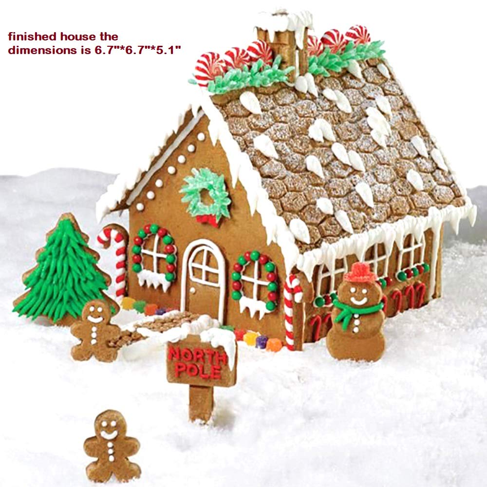 Sakolla (Set of 10) Gingerbread House Cookie Cutter Set, 3D Gingerbread House Kit Christmas Cookie Cutters for Kids Gingerbread Houses Mold Gift Box Packaging
