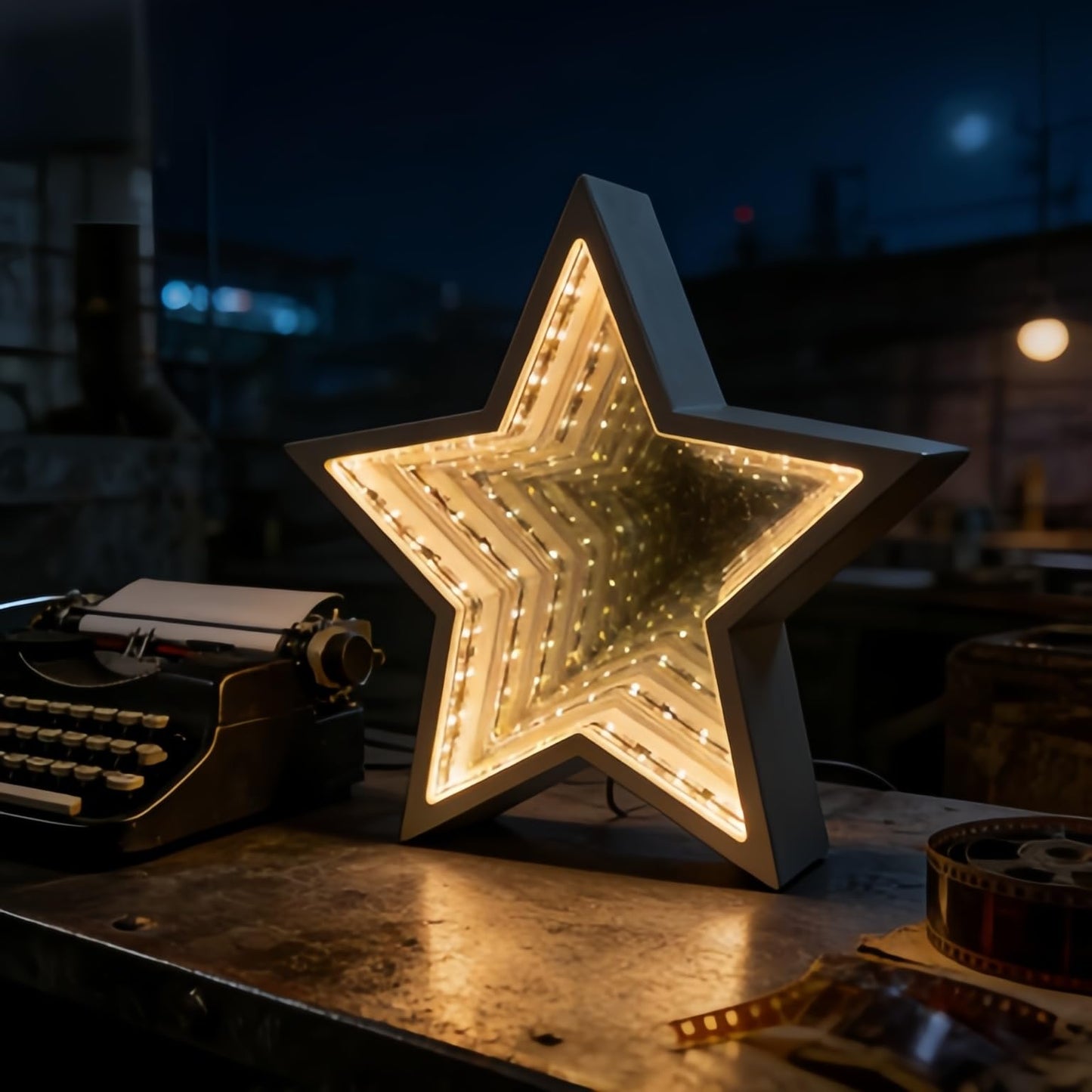 Infinity Mirror Tunnel Star Neon Sign LED Night Light， 3D Tunnel Lamp Desktop Lamp for Party Home Decor (Five-Pointed Star)