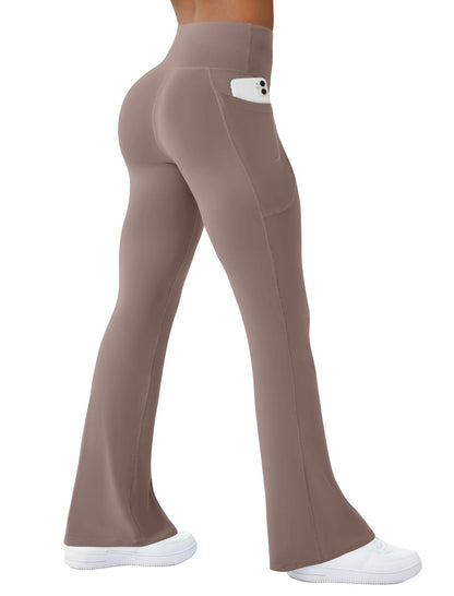 Womens Yoga Pants with Pockets High Waisted Flare Leggings Bell Bottom Yoga Dress Pants Seamless Bootcut Pants