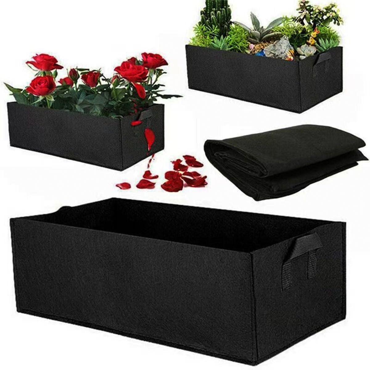 Fabric Raised Garden Bed with Dividers,Large Garden Grow Bags Rectangle Breathable Planting Containers,Suitable for Growing Flowers and Vegetables (Black 19.69 * 11.80 * 7.87 inches)