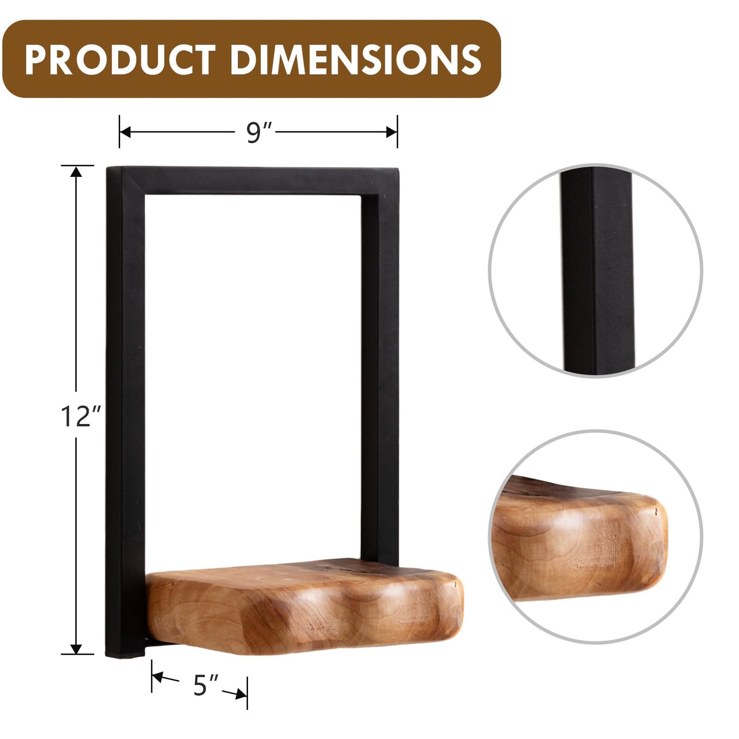 JOLLYMER Natural Edge Cedar Wood 2 Pack Wall Plant Holders, Window Planters Shelves, Indoor Plants Stands, Wall Decor Planter Hanging Shelf,12x9x5 inches