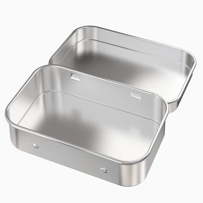 2 Pcs Metal Hinged Tin Box Container Mini Portable Small Storage Container Kit with Lid for Home Storage 3.7x2.3x0.8 inch, Silver