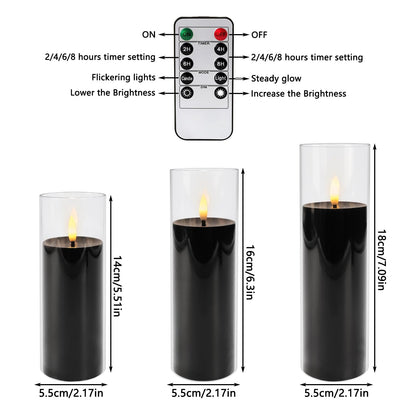 fclayvts 24Pack Black Flickering Flameless LED Candles with Remote & Timer, Small Pillar Acrylic LED Candles Perfect for Indoor/Outdoor Decor,Wedding,BBQ and Gift - Easily Create a Magical Atmosphere.