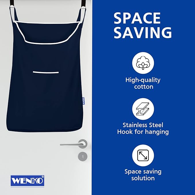 WENKO Laundry Hamper Bag Hanging, Over The Door Basket