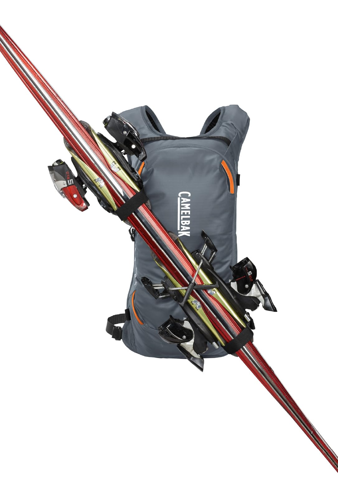CamelBak Powderhound 12 Snow Hydration Pack with Ski and Snowboard Carry, Insulated Design for All Day Winter Riding, Grey/Orange