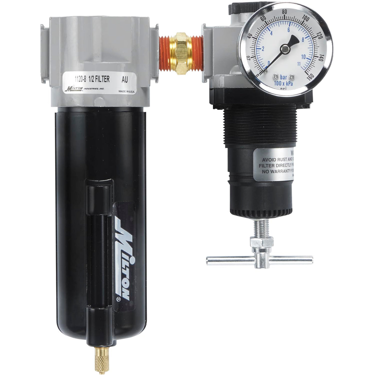 Milton 1108 1/2" Filter and Regulator Duo, Black