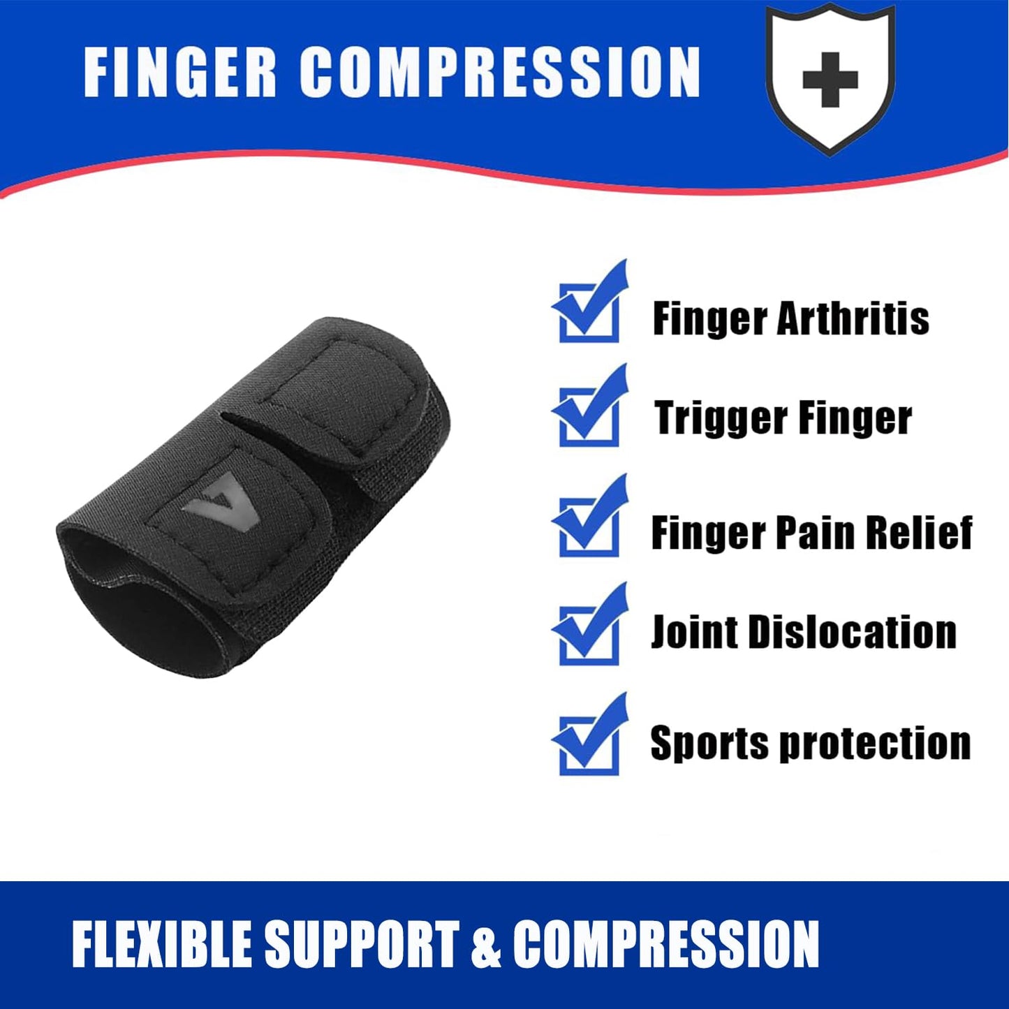 Mezeic Elastic Finger Sleeves Finger Splint Support Thumb Brace Protector Relieve Pain for Arthritis, Triggger Finger, Reusable Finger Tapes for Basketball, Tennis, Baseball, Volleyball, Badminton - M
