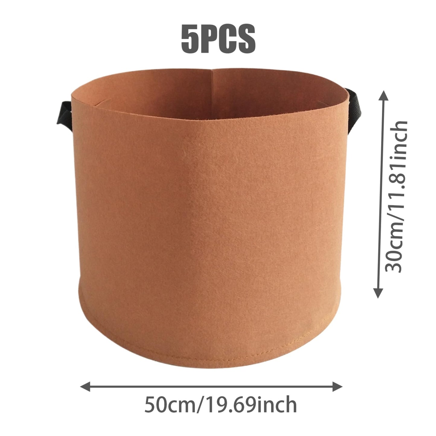 Pesoncarl Planting Bags, Grow Bags, 5PCS 15 Gallon Plant Grow Bags, Non-Woven Grow Bags with Reinforced Handles Fabric Pots for Planting Vegetables, Fruits 19.7x11.8 Inch