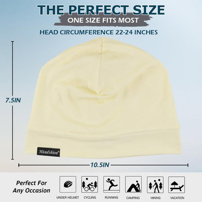 Headshion Cotton Skull Caps for Men Women,4-Pack Lightweight Beanie Sleep Caps Chemo Headwear 4 Beige