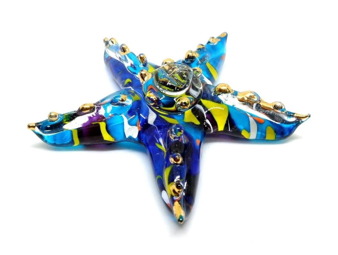 Handmade Mini 2" Blue Starfish Figures Blown Glass Art/Miniature Ocean Animals/Collectible Figurines Gift Ideas/Tiny Ornament Cool Stuff Decor N2 - Model 2022