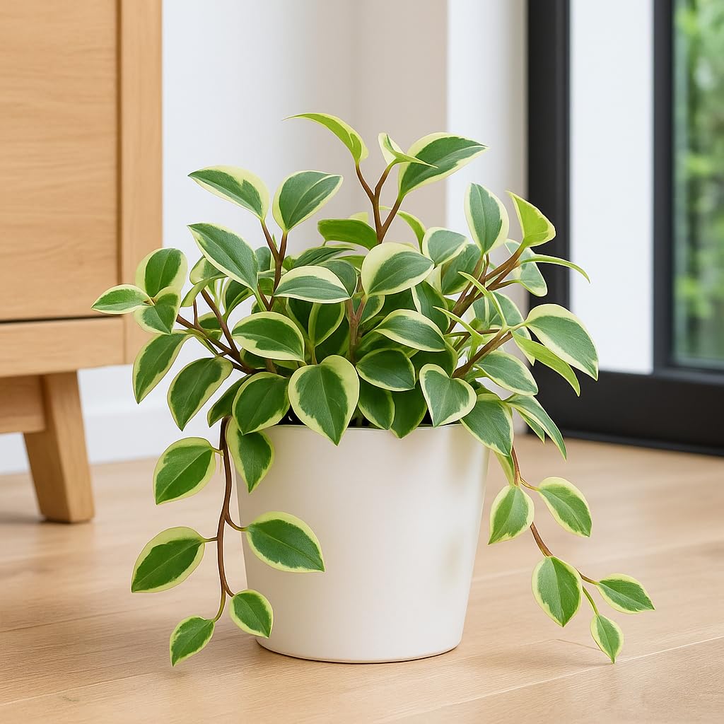 Cupid Peperomia (Peperomia scandens 'variegata) – Live Plant in 2 Inch Pot - Compact, Easy-Care Houseplant with Trailing Charm