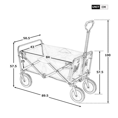 LIFE CARVER Folding Camping Cart Garden Wagon 4 Wheeled Collapsible Festival Trolley, Portable Garden Cart & DIY Waste Wagon - 150KG Capacity