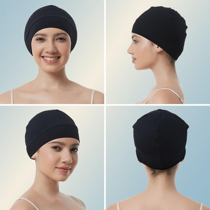 Simapu Cotton Skull Cap, Skull Caps for Men Women, 2-Pack Lightweight Beanie Running Cycling Breathable Helmet Liner Night Cap Sleep Hats