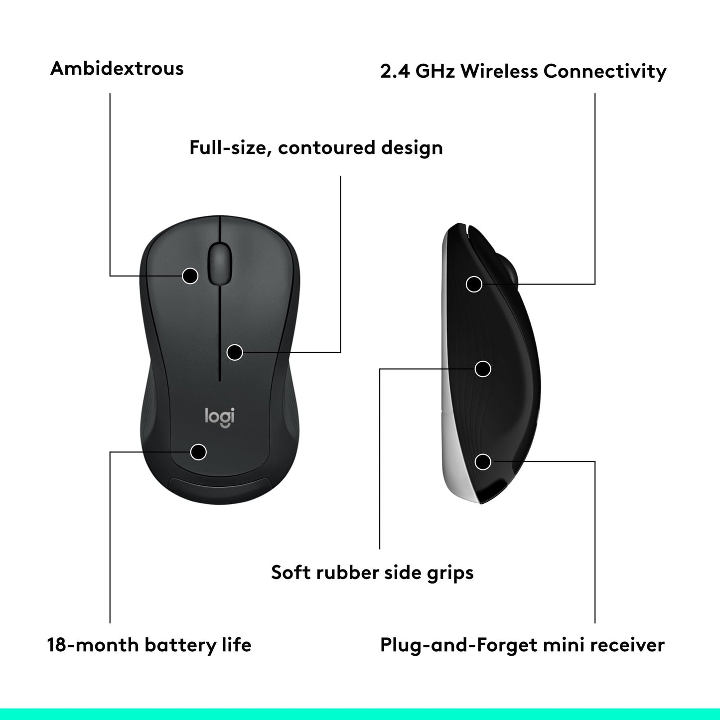 Logitech MK540 Advanced Wireless Keyboard and Mouse Combo for Windows, 2.4 GHz Unifying USB-Receiver, Multimedia Hotkeys, 3-Year Battery Life, for PC, Laptop, QWERTY UK English Layout - Black