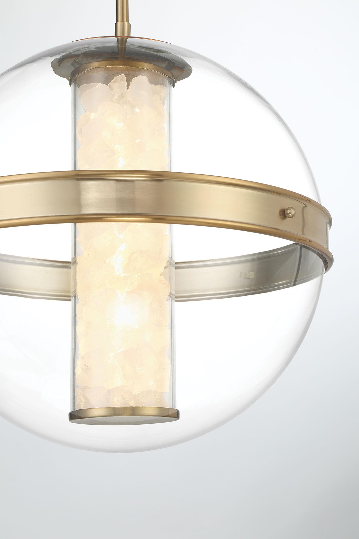 Minka Lavery 3885-776-L Divinely Clear Glass Acrylic/Quartz Crystalline LED Orb Pendant Ceiling Light, 1-Light 33 Watt, 19" H x 17" W, Celeste Brass