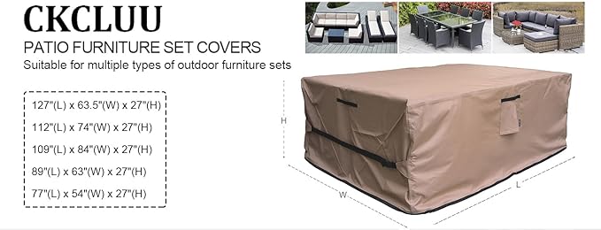 Patio Furniture Set Cover Waterproof Rectangular Heavy Duty 600D Outdoor