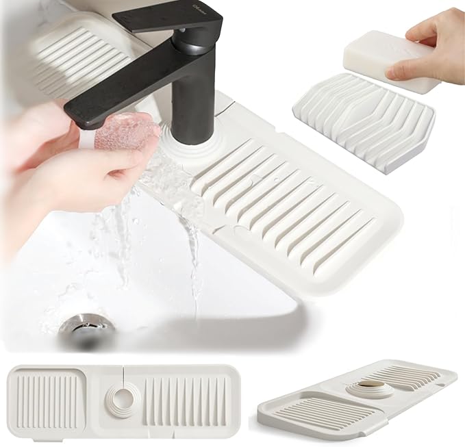 Kitchen Silicone Sink Splash Guard, 5° Slope Type Design Sink Mat, Sink Faucet