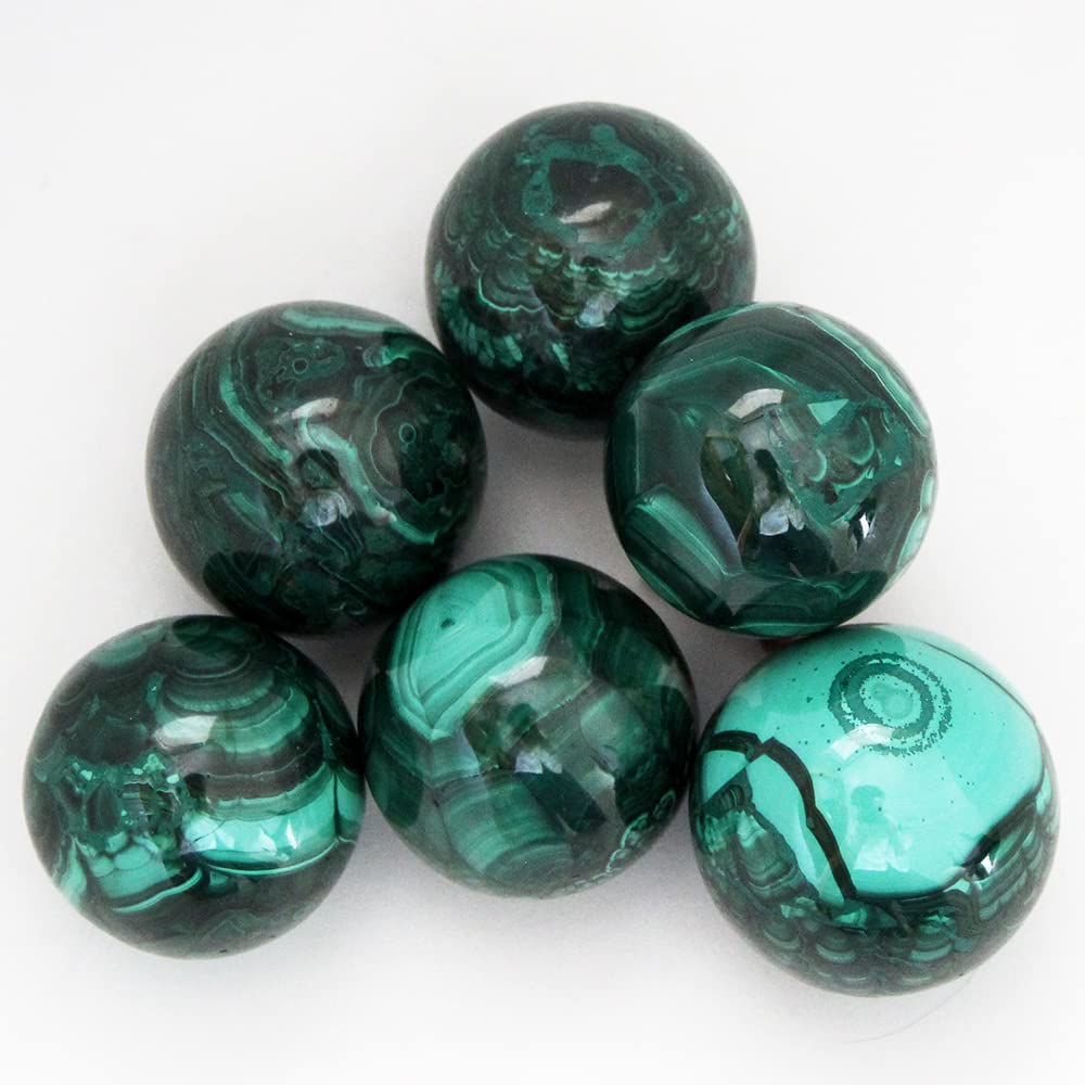 KINO Natural Malachite Sphere with Wood Stand Crystal Healing Mineral Gemstone Ball Divination Sphere Sculpture Figurine