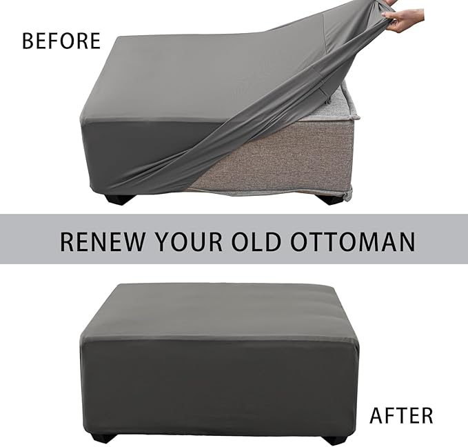 Super Stretch Ottoman Cover- Soft Form Fit Ottoman Cover Rectangular Ottoman