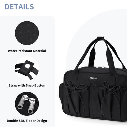 ECOHUB Small Gym Bag for Women, Mini Gym Duffle Bag with Wet Compartment, Bowknot Sports Bag, Cute Gym Tote Bag Dance Yoga Workout Travel Bags Black
