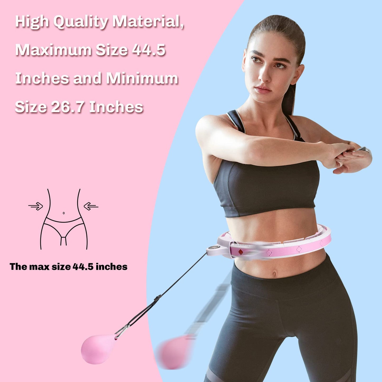 SURSPORT Smart Weighted Fitness Hoop, 3-in-1 Quick Weight Loss Fitness Massage Adjustable Weighted Hoops for Kids and Adults with Easy Detachable Knots, Gravity Ball
