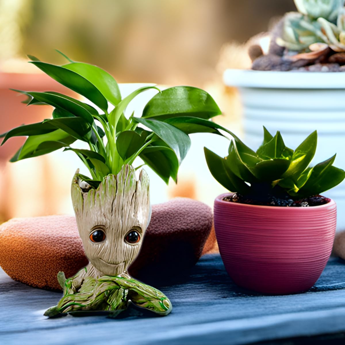 WT WINGTENG Unique Planter for Indoor Plants Pot Cactus Cute Flowerpot with Drainage Hole,Funny Succulent Planters Home Decor Adorable Christmas Birthday Gift for Plant Lovers -6 inch