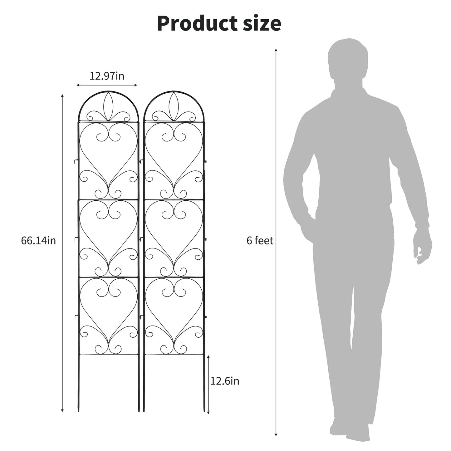 XYCCRX 4PCS Metal Garden Trellis for Climbing Plants Outdoor, Heavy-Duty Cucumber Tomato Trellis for Raised Garden Bed, Decorative Wrought Iron Trellis Arch for Wedding Party Decor