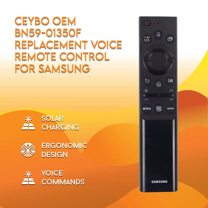 Ceybo Original Solar Voice Remote Control Replacement with YouTube Netflix Shortcut for Samsung Smart TVs, Compatible with Neo QLED 8K, QLED (BN59-01480A)